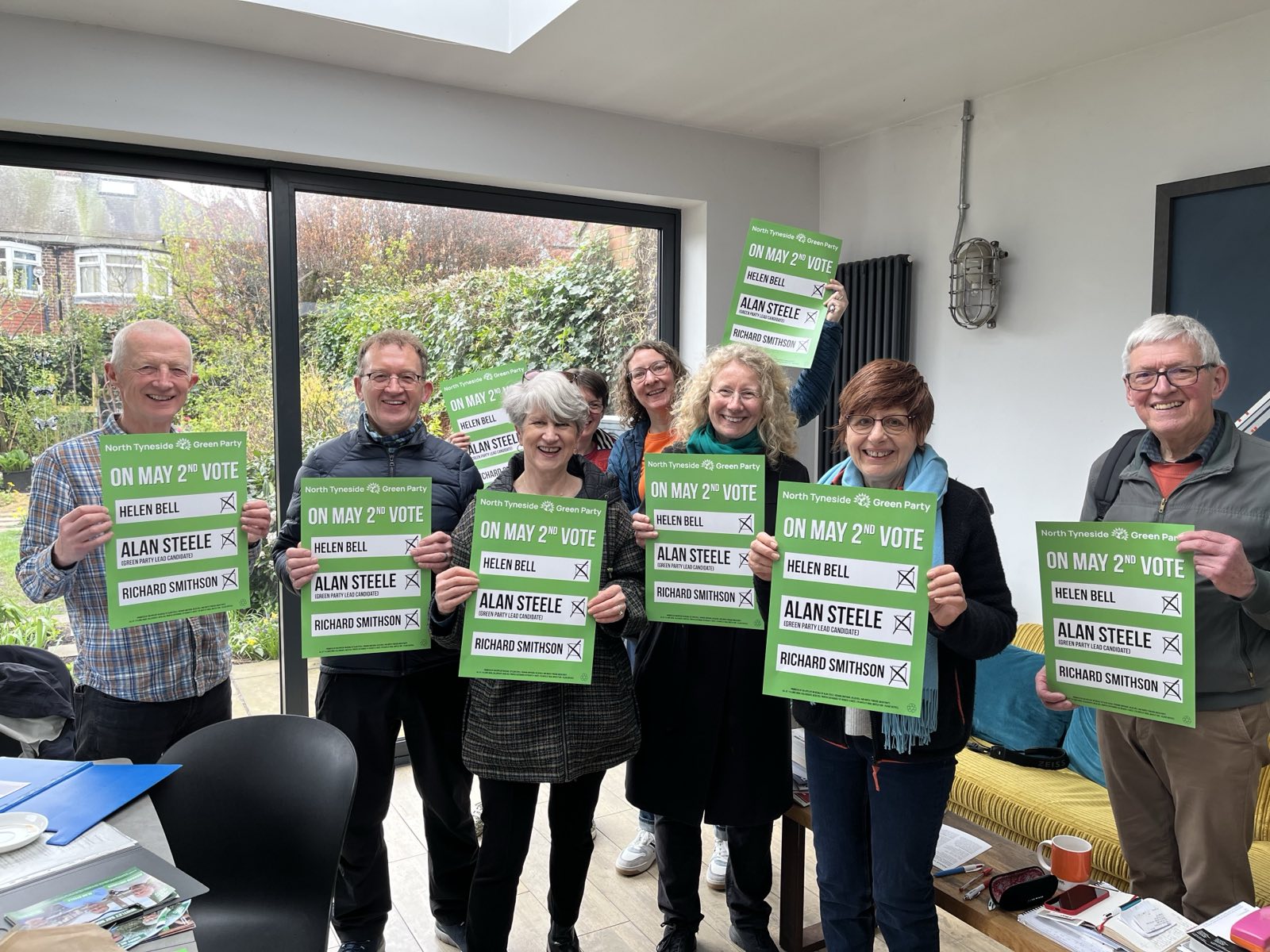 Party members at local campaign launch event