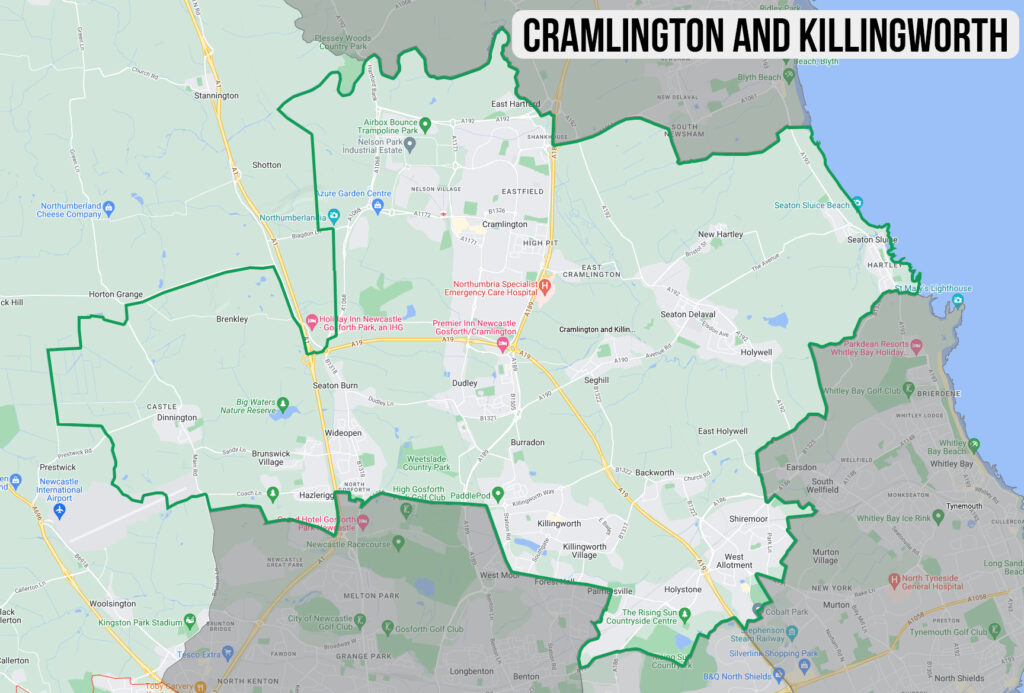 Cramlington and Killingworth map